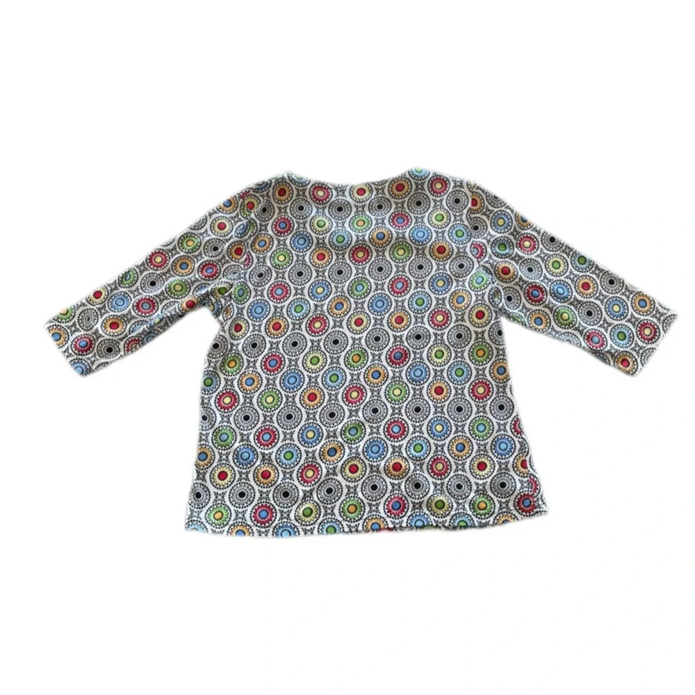 Shenanigan’s Colorful Geometric Design Cotton Blend 3/4 Sleeve Blouse Women’s XL - Picture 4 of 10